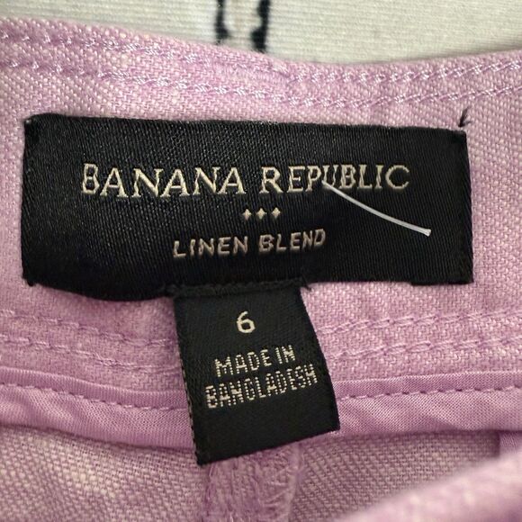 Banana Republic Linen Blend Wide Leg Pleated Trouser Pants Women 6 Pink Lavender - Picture 7 of 12